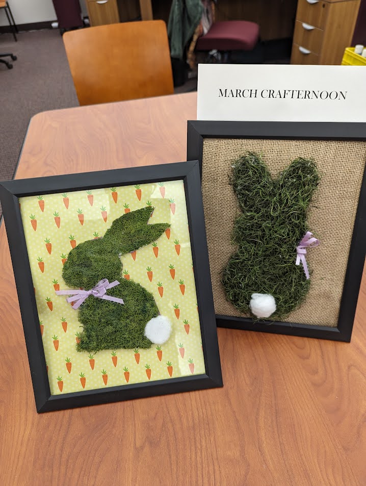 moss bunny in picture frame