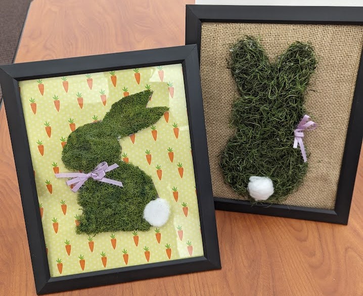 moss bunny in picture frame