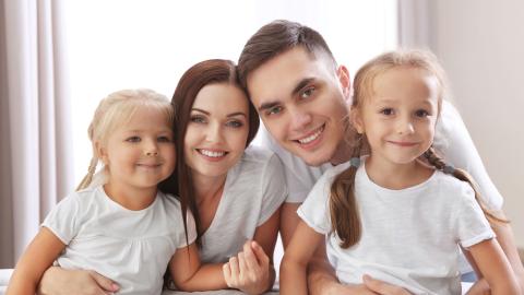 A family posing for a photo