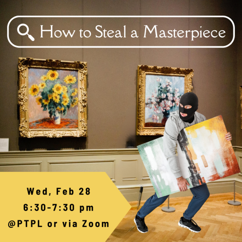 decorative image with thief in art gallery
