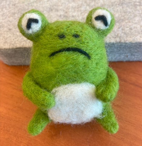 Wool felted frog