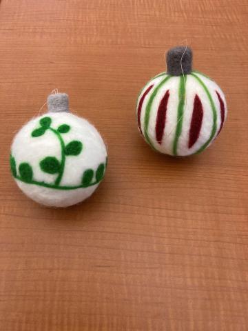 Two needle felted ornaments