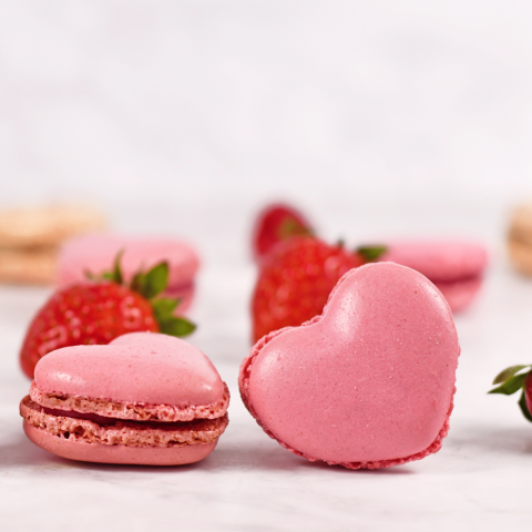 decorative image of heart shaped macarons