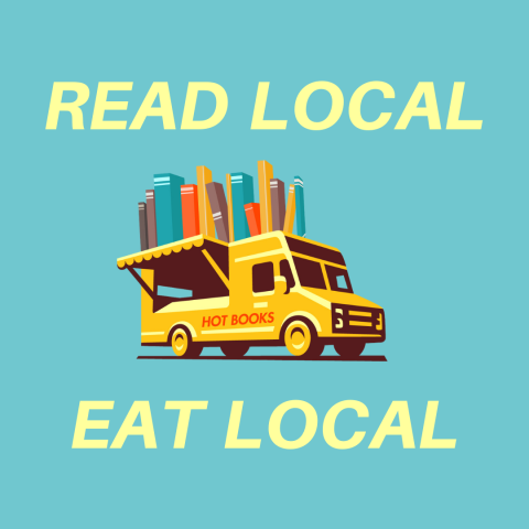 RLEL logo with a food truck and sign saying hot books