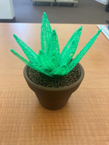 3D pen printed succulent plant in a pot