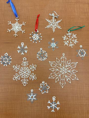 3D pen printed snowflake ornaments