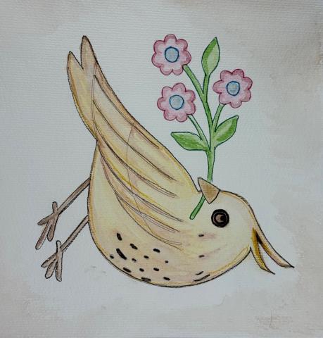 Spring Watercolor Bird