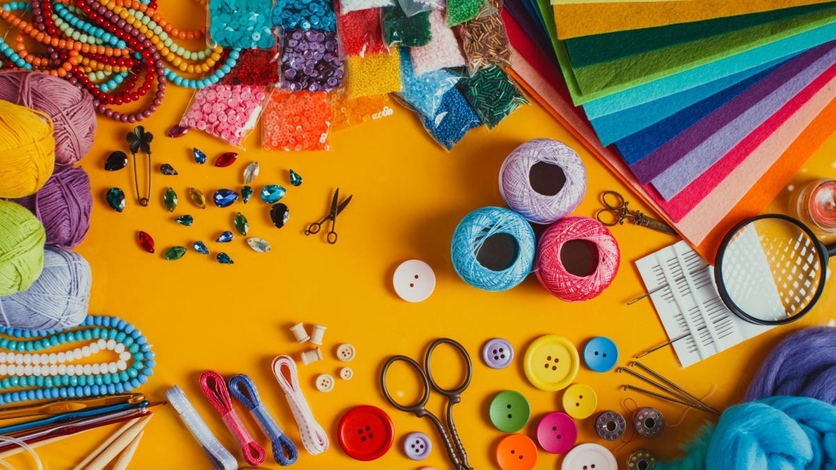 Assorted craft items on a table