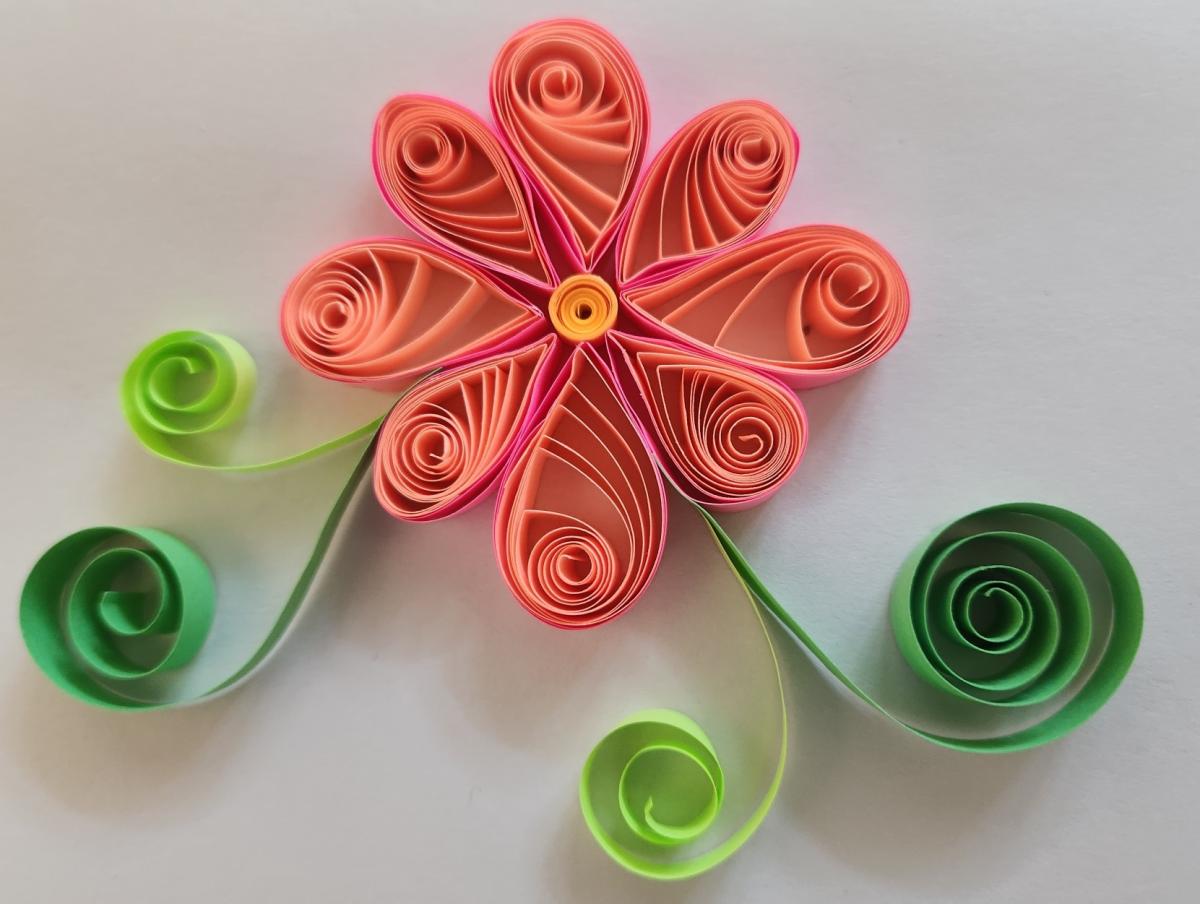 image of a flower made by quilling paper