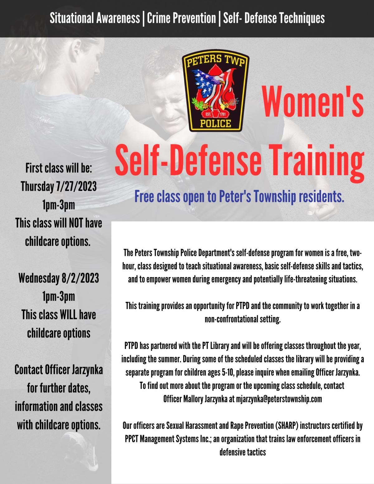 flyer for self-defense class