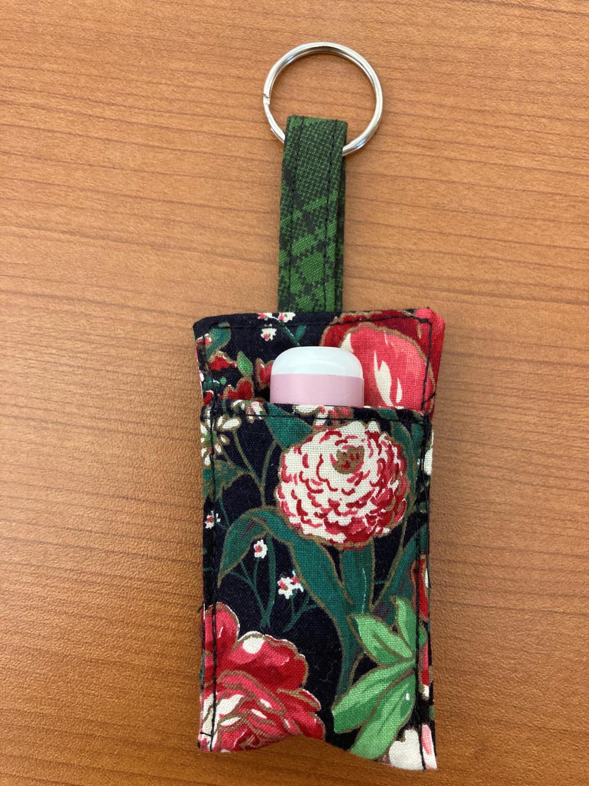 Fabric lip balm holder keychain