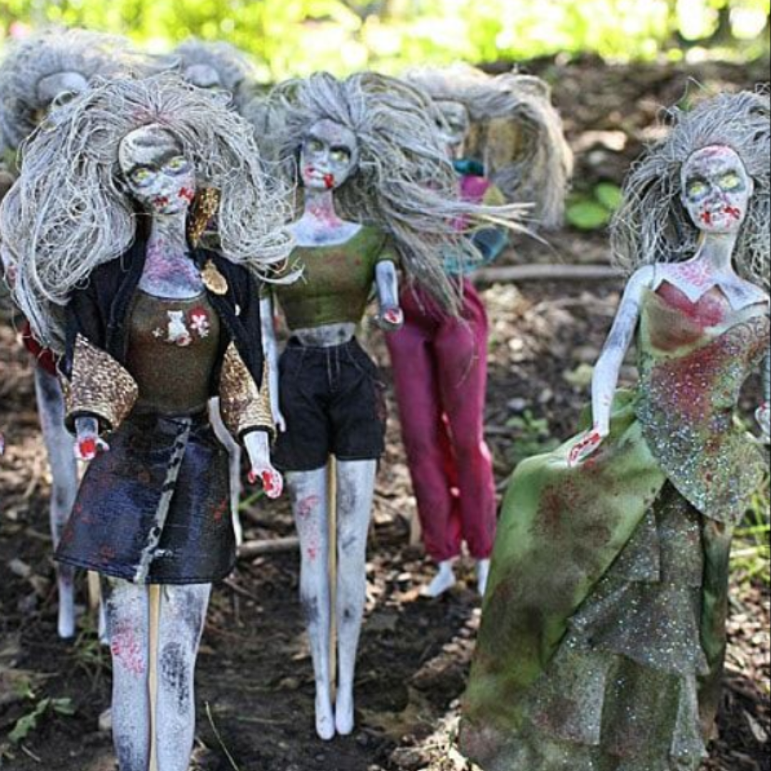 decorative image of zombie barbies