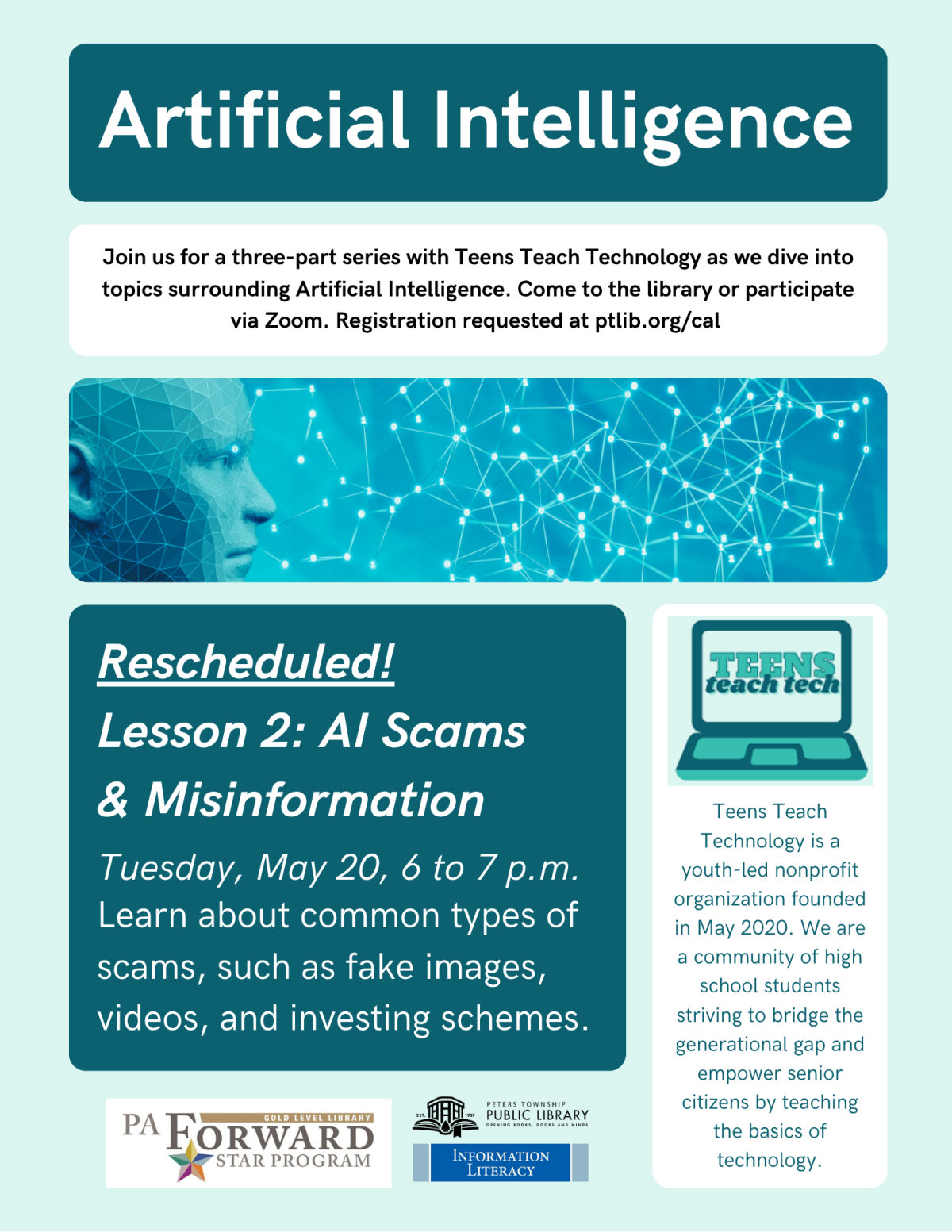 flyer for program with date and description found on event calendar